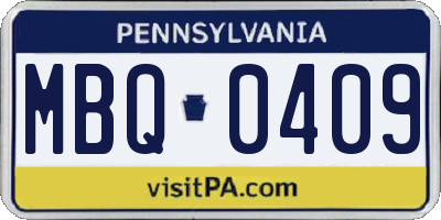 PA license plate MBQ0409