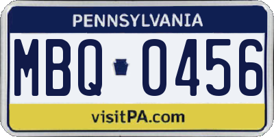 PA license plate MBQ0456