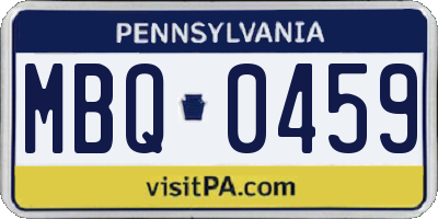 PA license plate MBQ0459