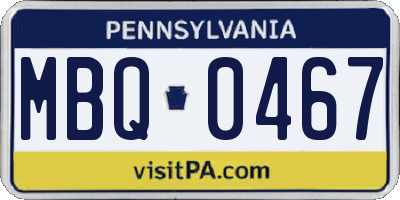 PA license plate MBQ0467