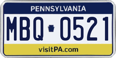 PA license plate MBQ0521