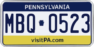 PA license plate MBQ0523