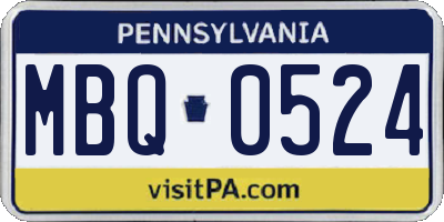 PA license plate MBQ0524