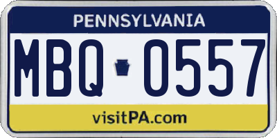 PA license plate MBQ0557