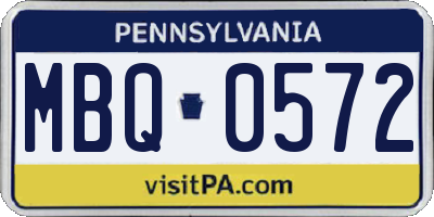 PA license plate MBQ0572