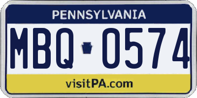 PA license plate MBQ0574