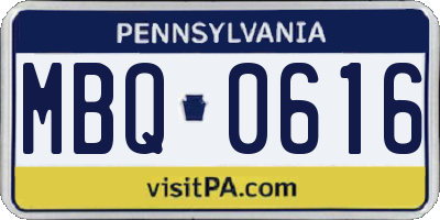 PA license plate MBQ0616