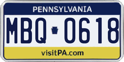 PA license plate MBQ0618