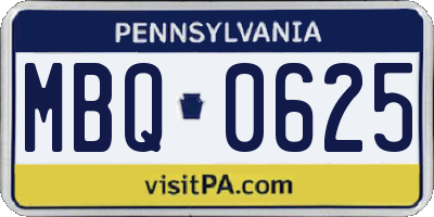 PA license plate MBQ0625