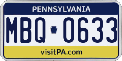 PA license plate MBQ0633