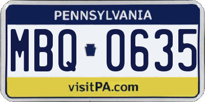 PA license plate MBQ0635