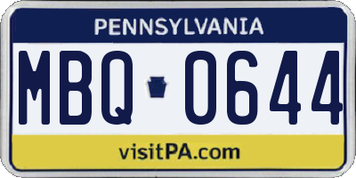 PA license plate MBQ0644