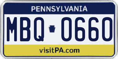 PA license plate MBQ0660