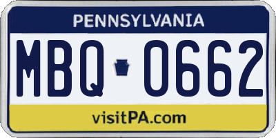 PA license plate MBQ0662