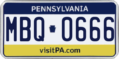 PA license plate MBQ0666