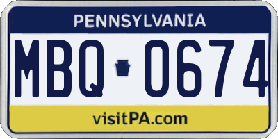 PA license plate MBQ0674