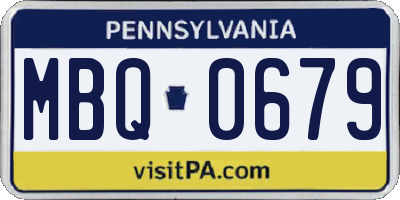 PA license plate MBQ0679