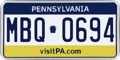 PA license plate MBQ0694