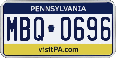 PA license plate MBQ0696