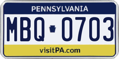 PA license plate MBQ0703