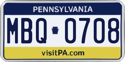 PA license plate MBQ0708