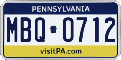 PA license plate MBQ0712