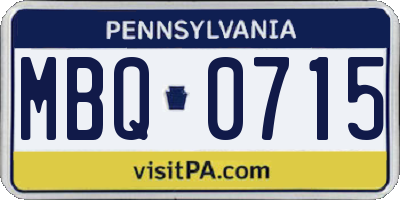 PA license plate MBQ0715