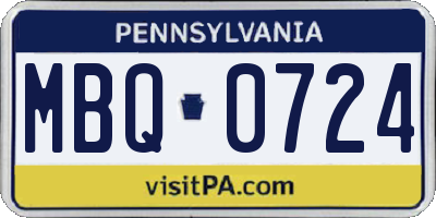 PA license plate MBQ0724