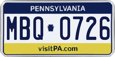PA license plate MBQ0726