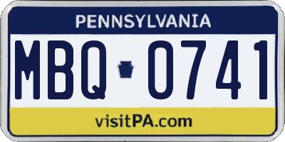 PA license plate MBQ0741