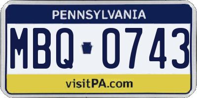 PA license plate MBQ0743
