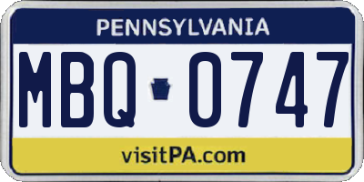 PA license plate MBQ0747