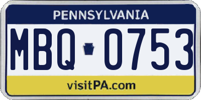 PA license plate MBQ0753