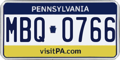 PA license plate MBQ0766
