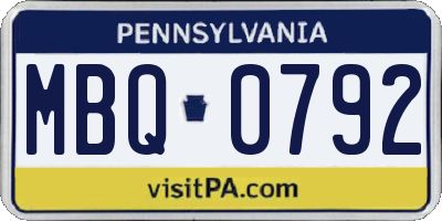 PA license plate MBQ0792
