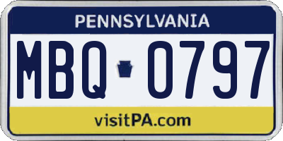 PA license plate MBQ0797