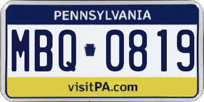 PA license plate MBQ0819