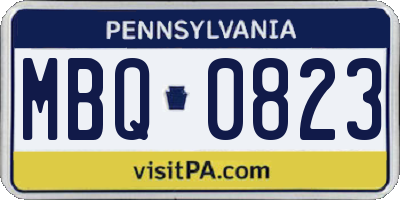 PA license plate MBQ0823