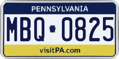 PA license plate MBQ0825