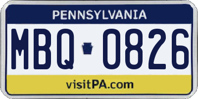 PA license plate MBQ0826