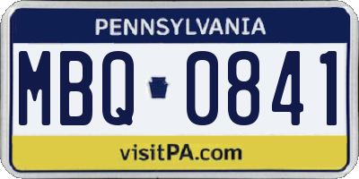 PA license plate MBQ0841