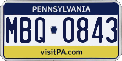PA license plate MBQ0843