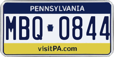 PA license plate MBQ0844