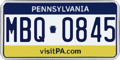 PA license plate MBQ0845