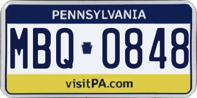 PA license plate MBQ0848