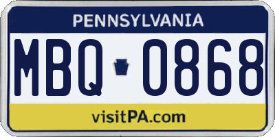 PA license plate MBQ0868