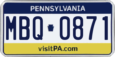 PA license plate MBQ0871