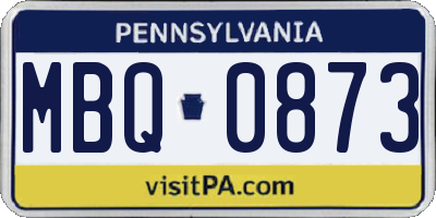 PA license plate MBQ0873