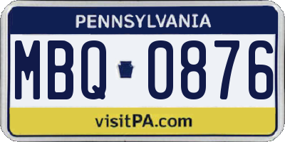 PA license plate MBQ0876