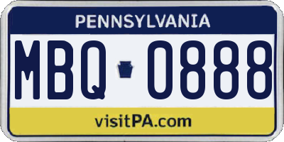 PA license plate MBQ0888